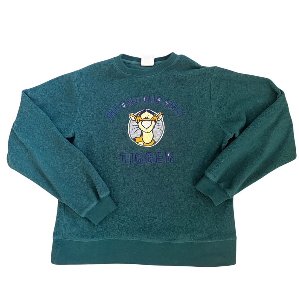 Disney Store Tigger Fleece Sweatshirt Green Embroidered Pullover Small